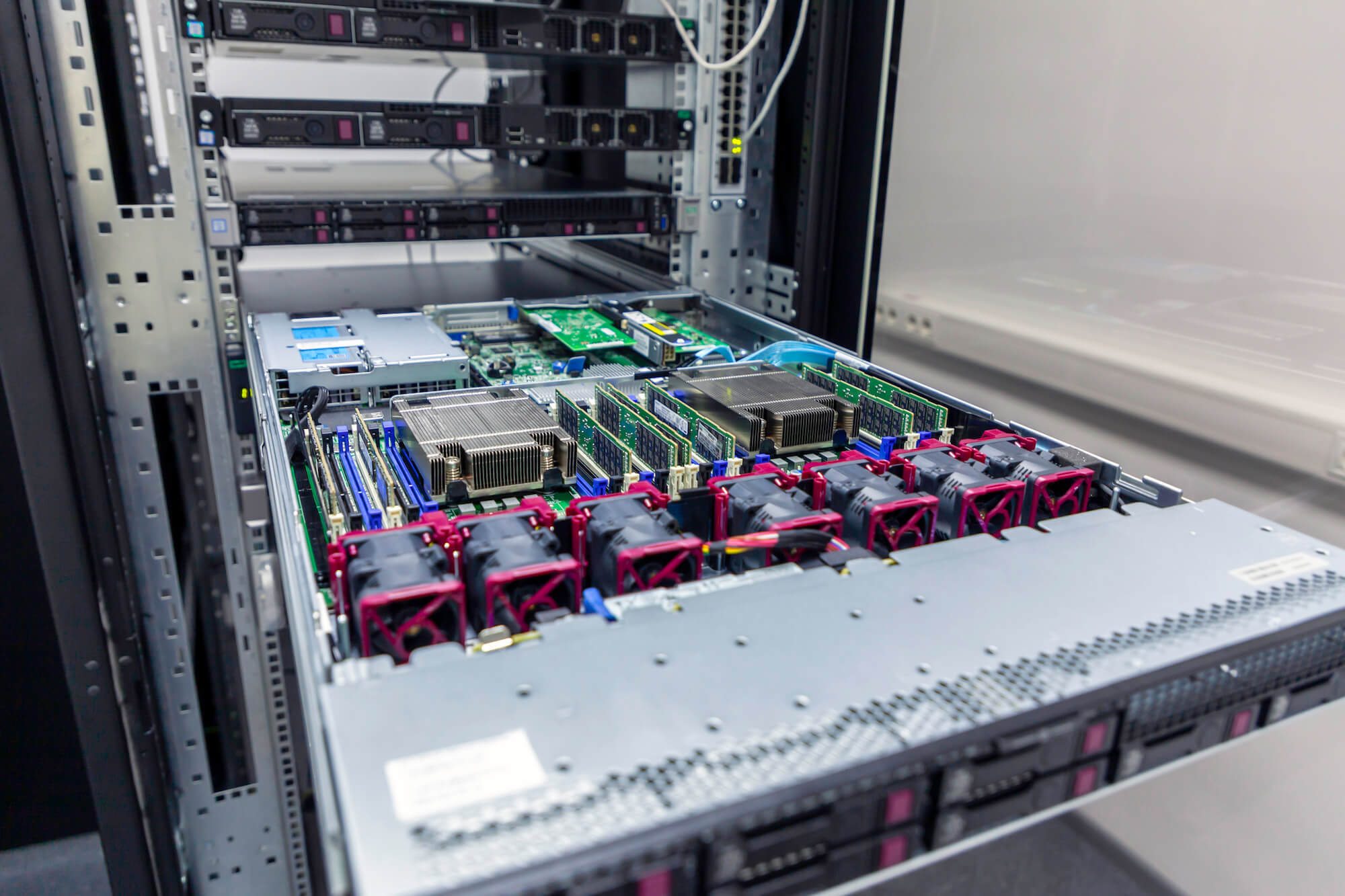 Image of a server pulled out of a server rack