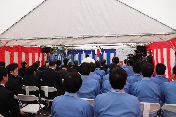 Zeon Employees gathered at the Recycling Plant Completion Ceremony