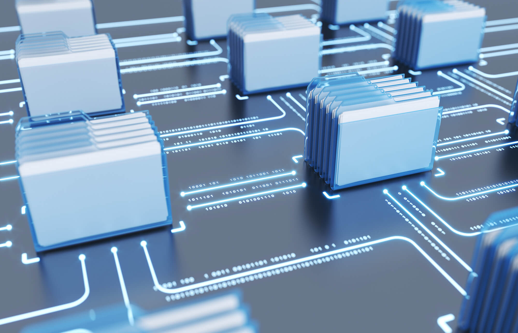 Rendering of files connected by digital lines
