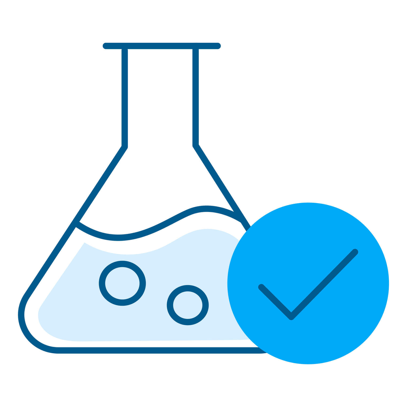 compliance illustration depicting a vial with liquid next to a check mark