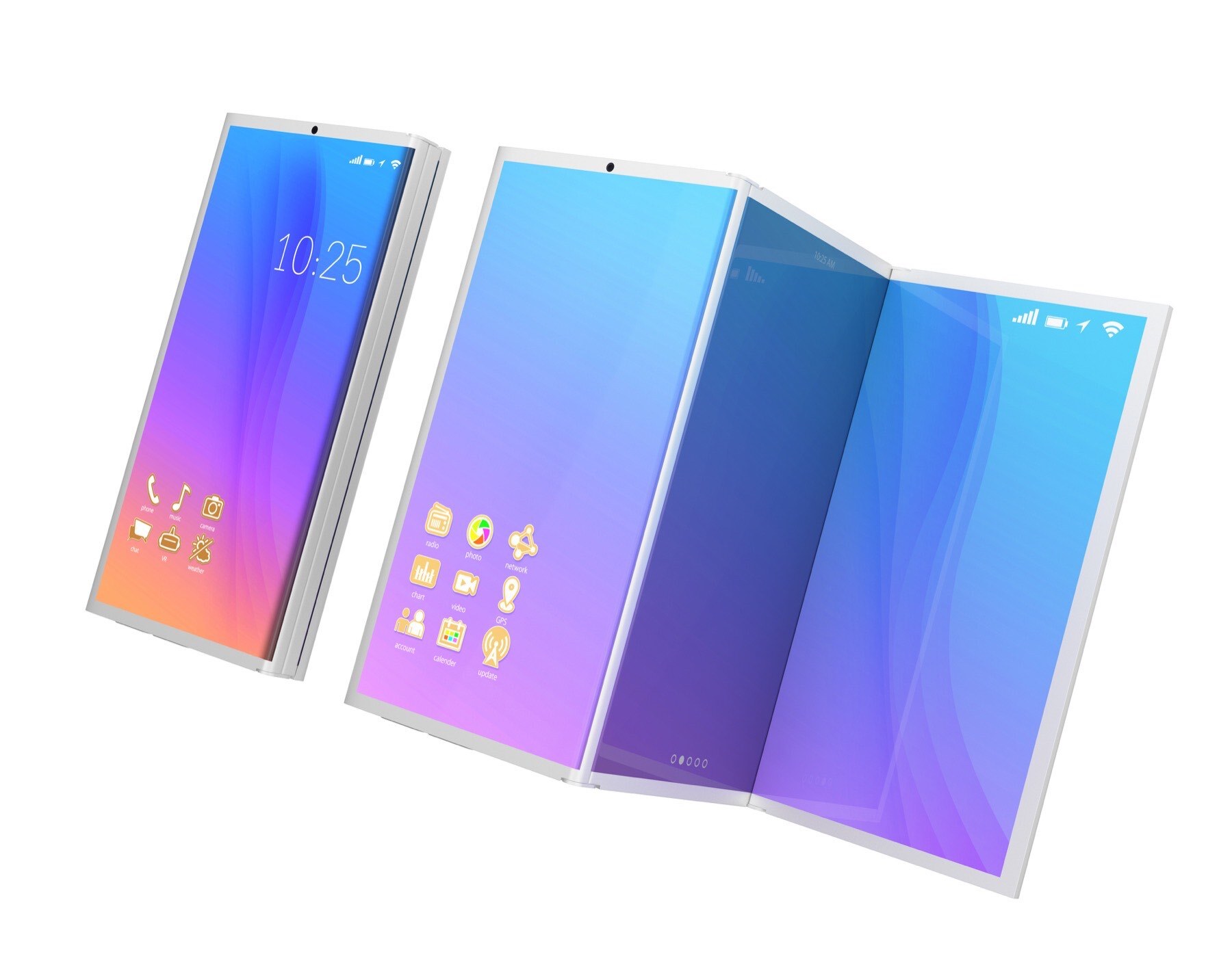 A foldable phone display using optical film.