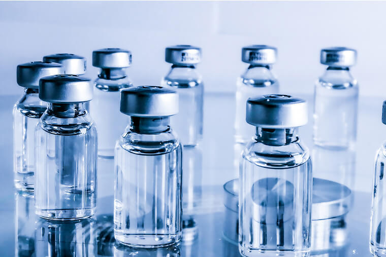 Filled vials arranged in a circle