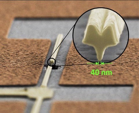 closeup example of electron beam precision for microfluidics